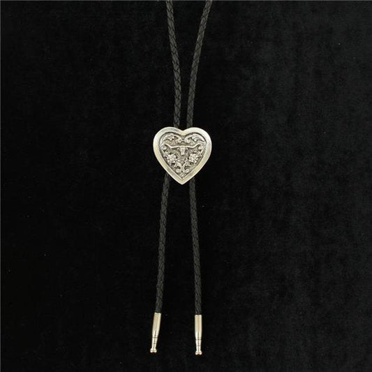 Double S 22105 Heart Shaped Slide with Longhorn Silver Bolo Tie