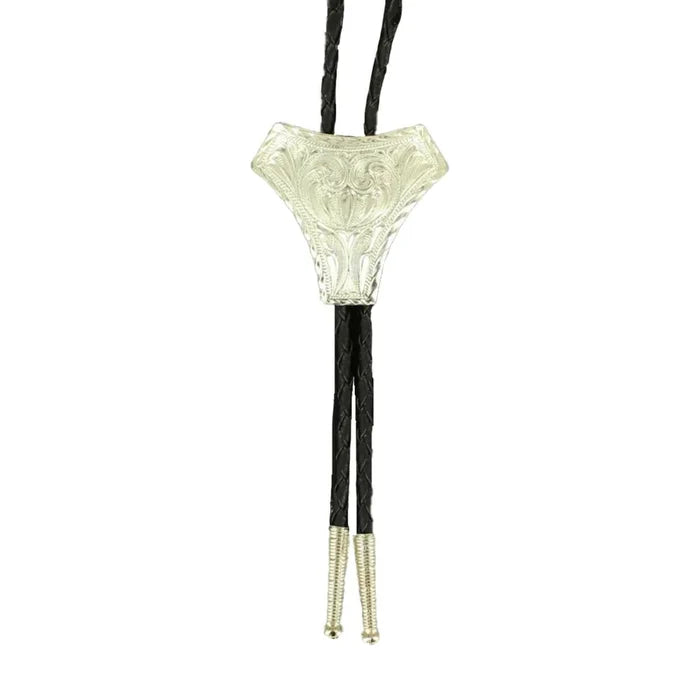 Double S Engraved Triangle Slide Bolo Tie
