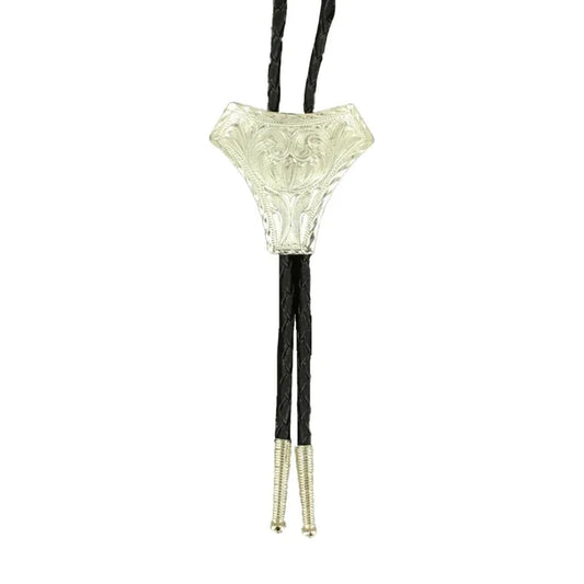 Double S Engraved Triangle Slide Bolo Tie