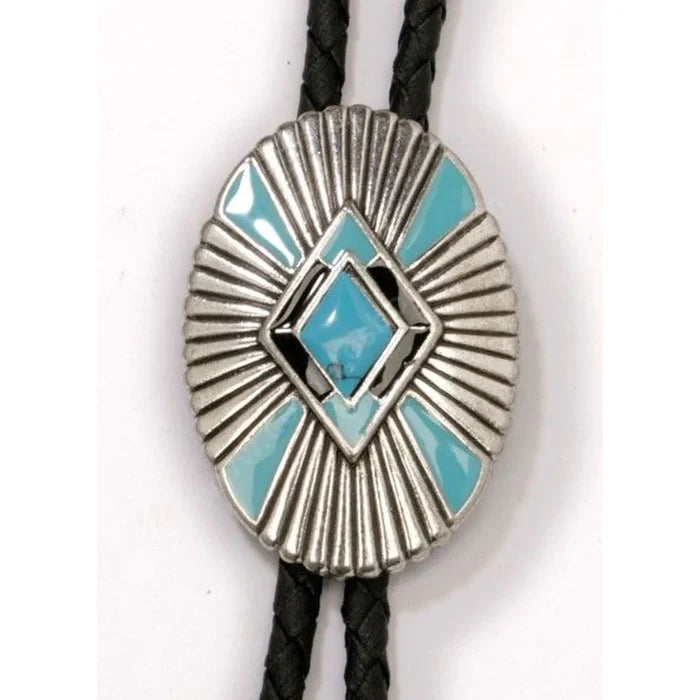 Double S Men's Silver & Turquoise Bolo Tie