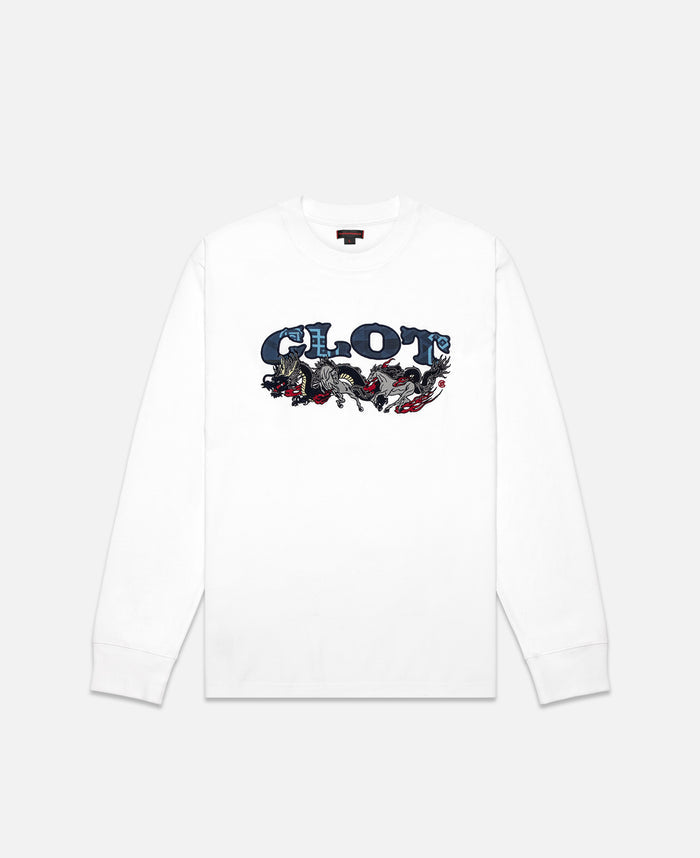 Dragon Horse Long Sleeves T-Shirt (White)