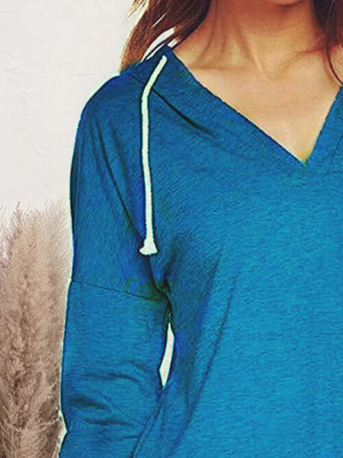 Drawstring Dropped Shoulder Long Sleeve Hoodie - Madikfashions.com