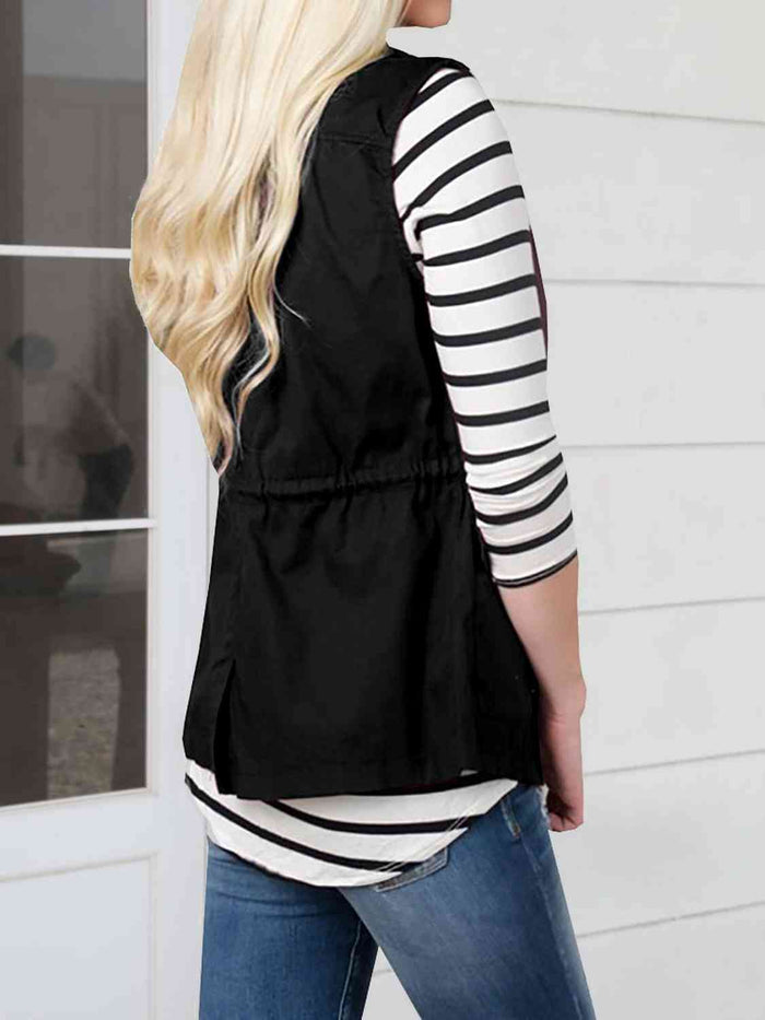 Drawstring Waist Vest with Pockets - Madikfashions.com