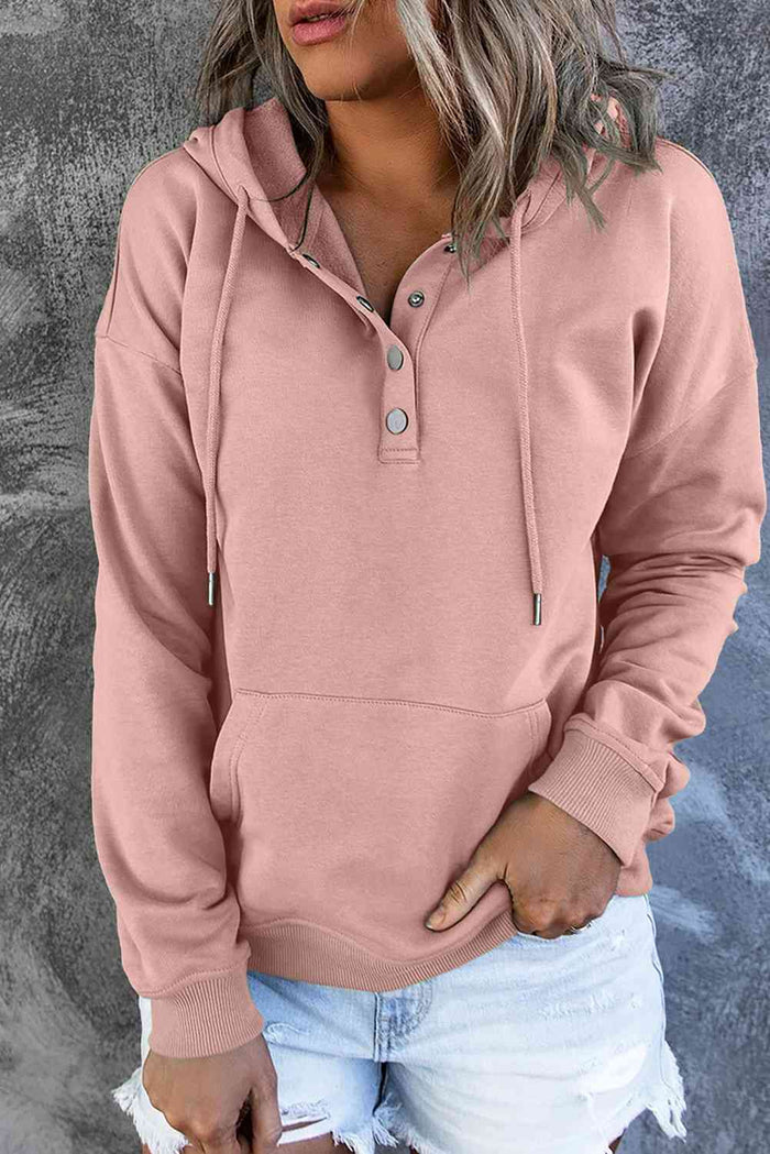 Dropped Shoulder Long Sleeve Hoodie with Pocket - Madikfashions.com