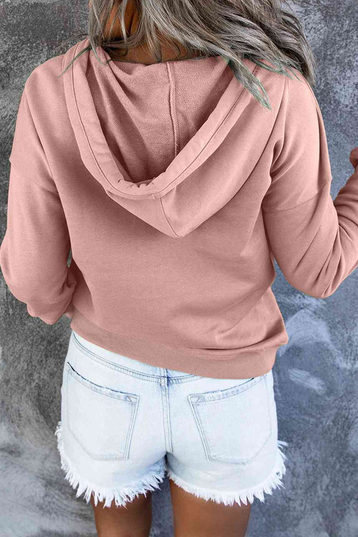 Dropped Shoulder Long Sleeve Hoodie with Pocket - Madikfashions.com