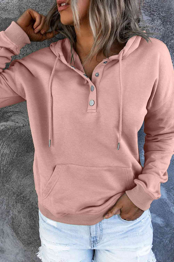 Dropped Shoulder Long Sleeve Hoodie with Pocket - Madikfashions.com