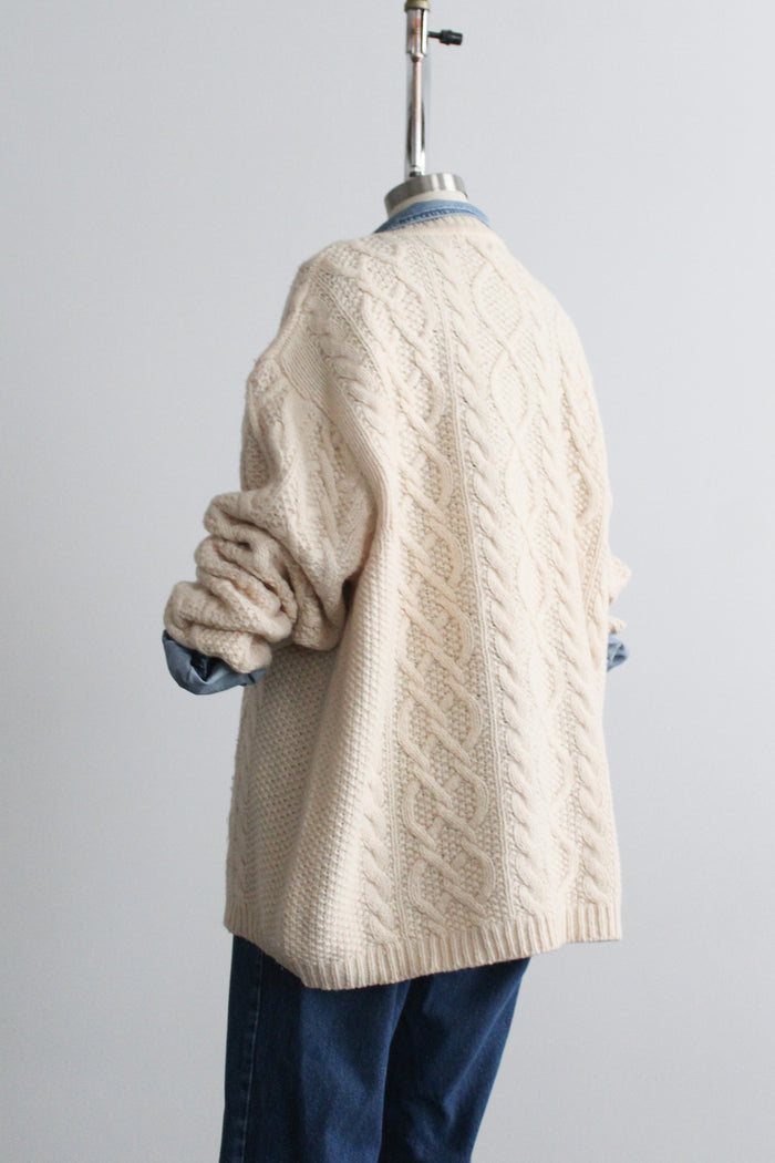 eggshell wool fisherman sweater