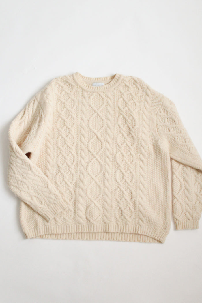 eggshell wool fisherman sweater