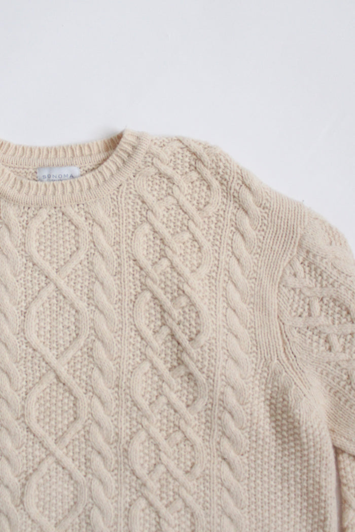 eggshell wool fisherman sweater
