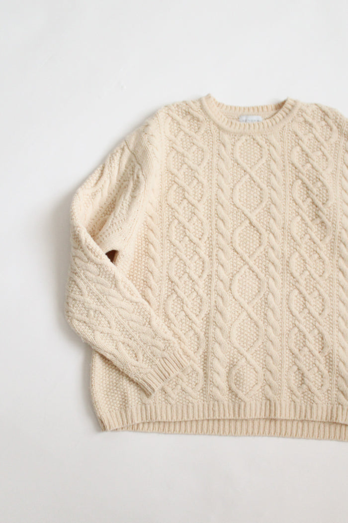 eggshell wool fisherman sweater