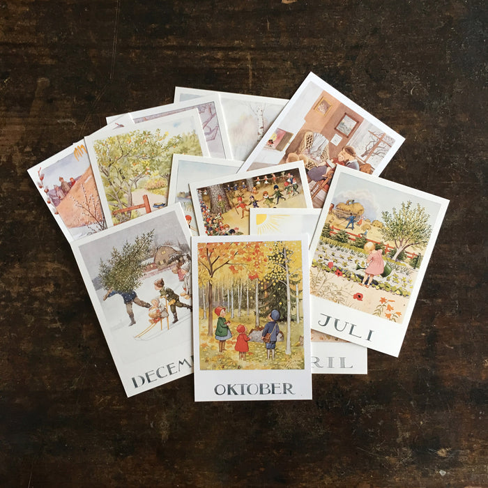 Elsa Beskow Individual Month Postcards