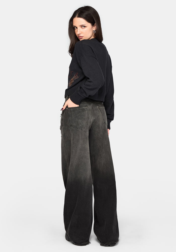 Ember Moth Embroidered V-Neck Knit Jumper