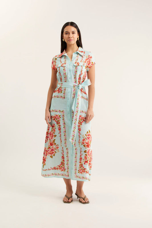 Estella Linen Dress In Portofino