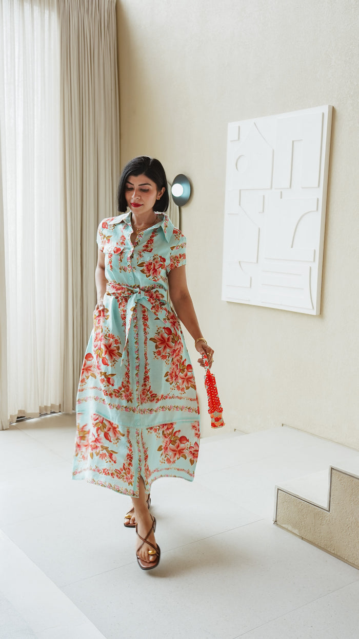 Estella Linen Dress In Portofino