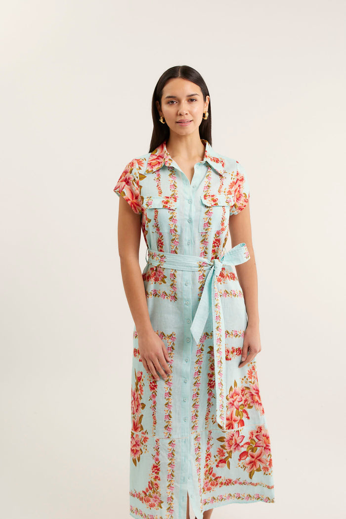 Estella Linen Dress In Portofino