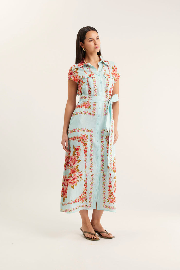 Estella Linen Dress In Portofino