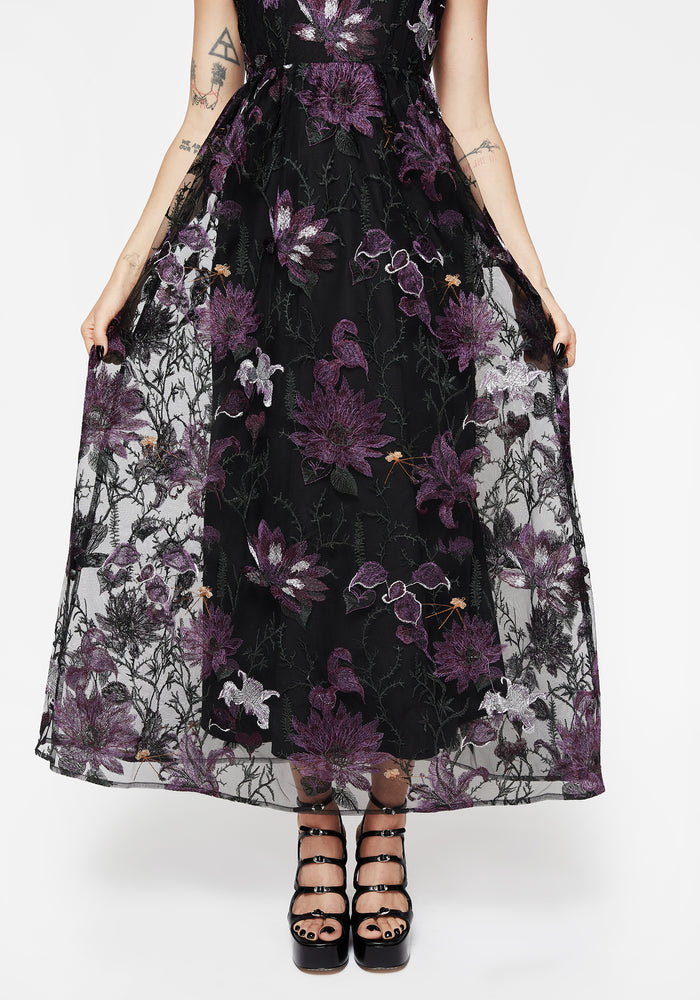 Estrid Embroidered Mesh Midaxi Cami Dress