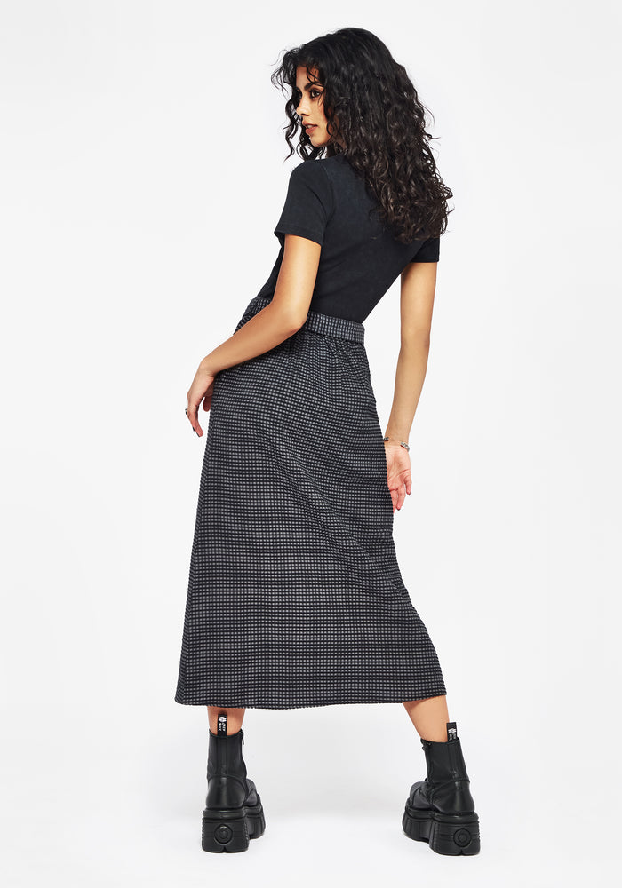 Faythe Cotton Check Button Up Midi Skirt