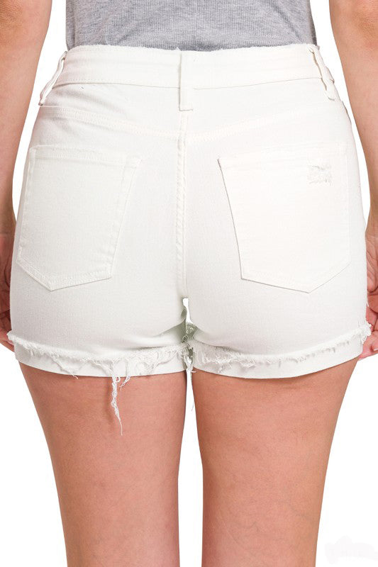 Feel the Rays White Cuffed Shorts-Cute-Trendy-Shop-Womens-Boutique-Clothing-Store