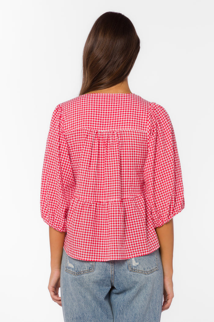 Ferlita Cherry Gingham Top - Tops - Velvet Heart Clothing