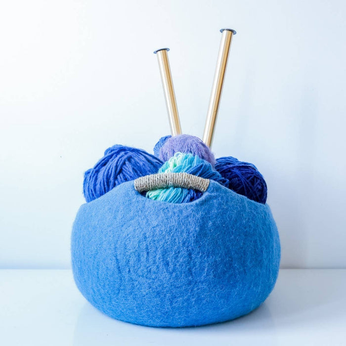Fibres of Life Felt Basket with Hemp Handle-13"