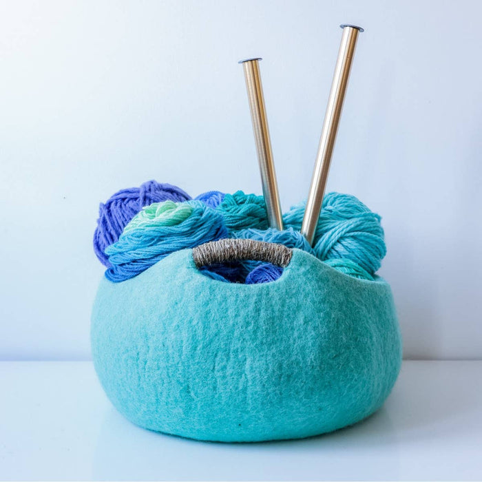 Fibres of Life Felt Basket with Hemp Handle-13"