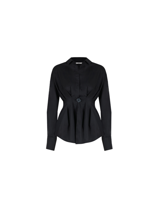 FIONA PLEAT SHIRT BLACK