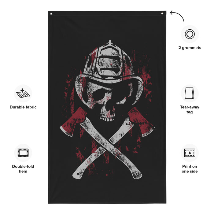 Firefighter Skull Wall Flag