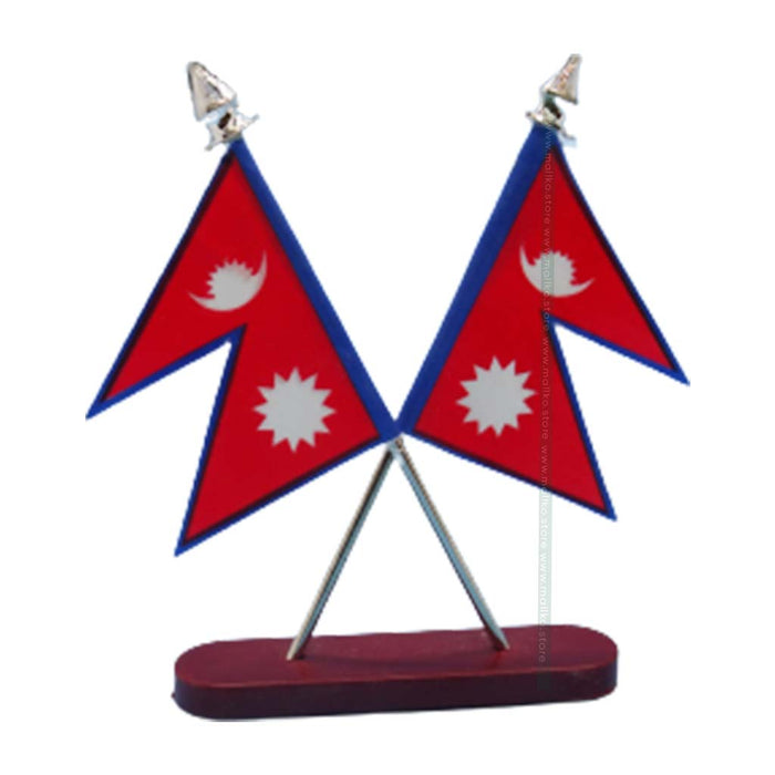 Nepal flag stand with adhesive base for car dashboards