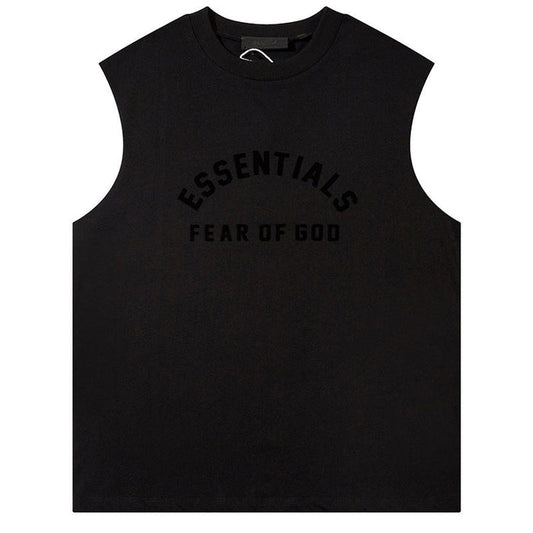 Fear Of God Flocked letter crew neck Sleeveless T-Shirts