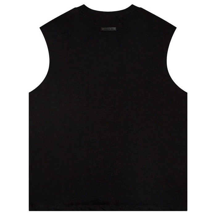 Fear Of God Flocked letter crew neck Sleeveless T-Shirts