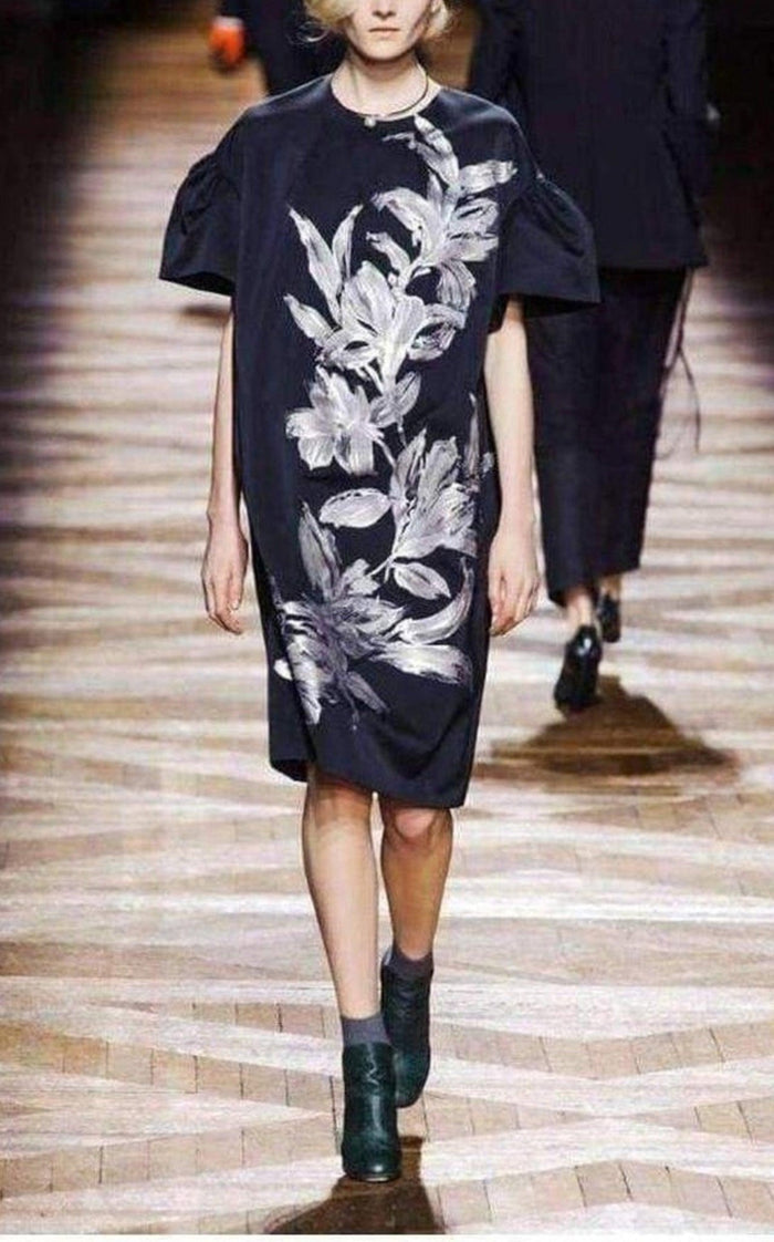 Dries Van Noten Floral Motif Silk Blend Dress - Runway Catalog