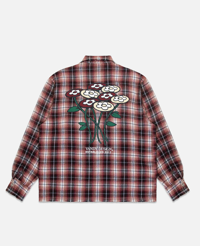 Flower Flannel Shirt (Red)