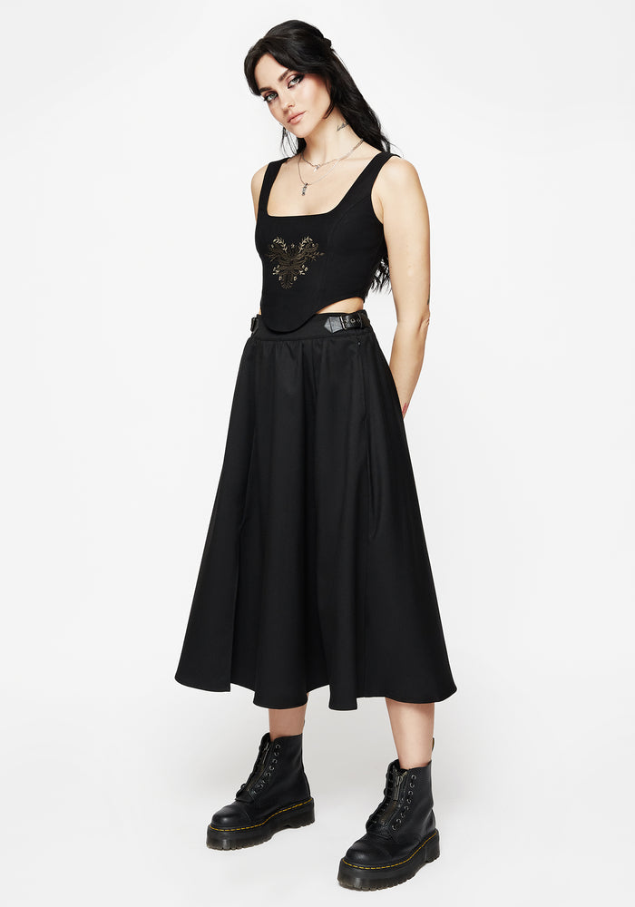 Foliate Floral Embroidered Corset Top