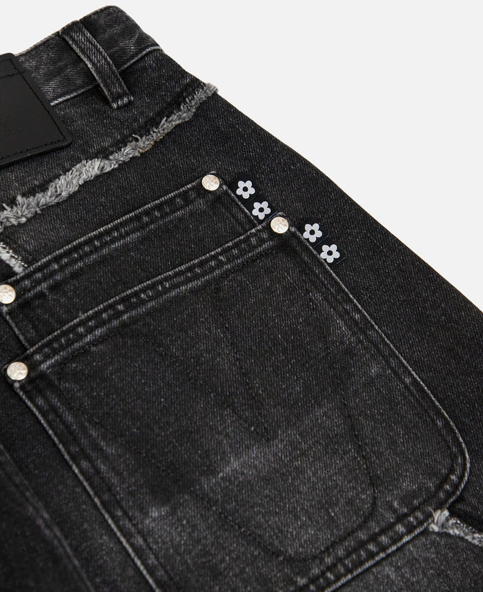 Fray Denim Jeans (Black)