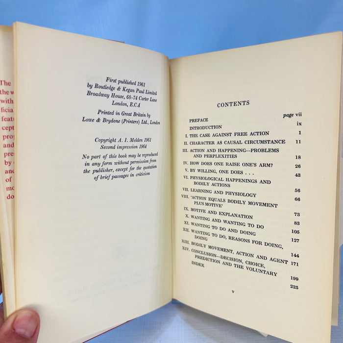 Free Action by A.I. Melden 1964 Part of the Studies in Philosophical Psychology  Routledge & Kegan Paul
