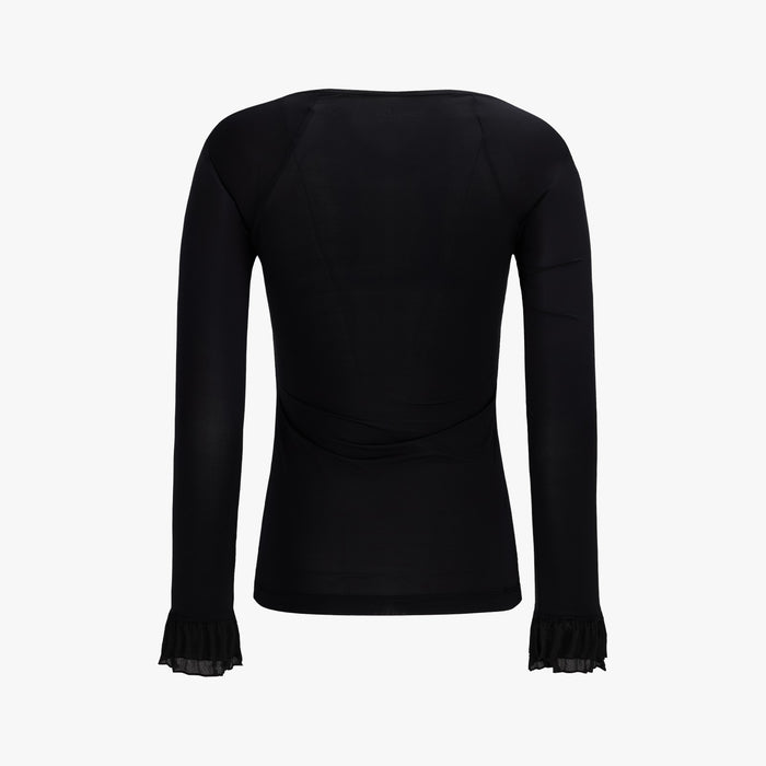 Frill Sleeve Cooling Inner T-shirt (Black)