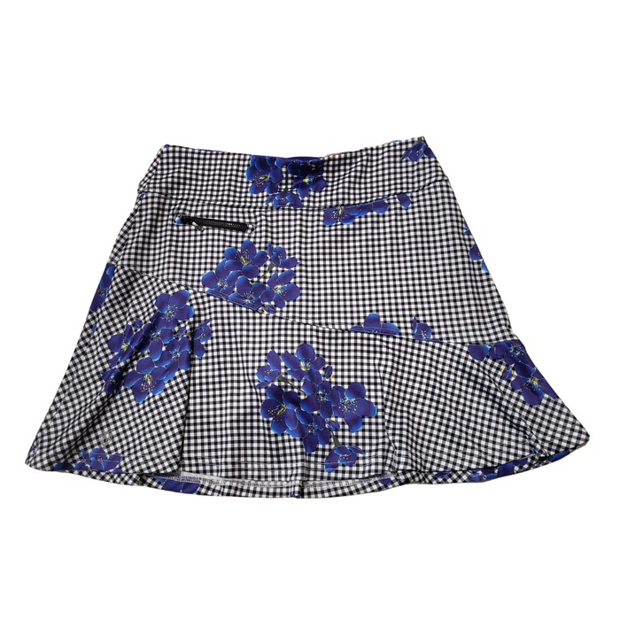 GGBlue Black Gingham & Royal Flower Skort Size S