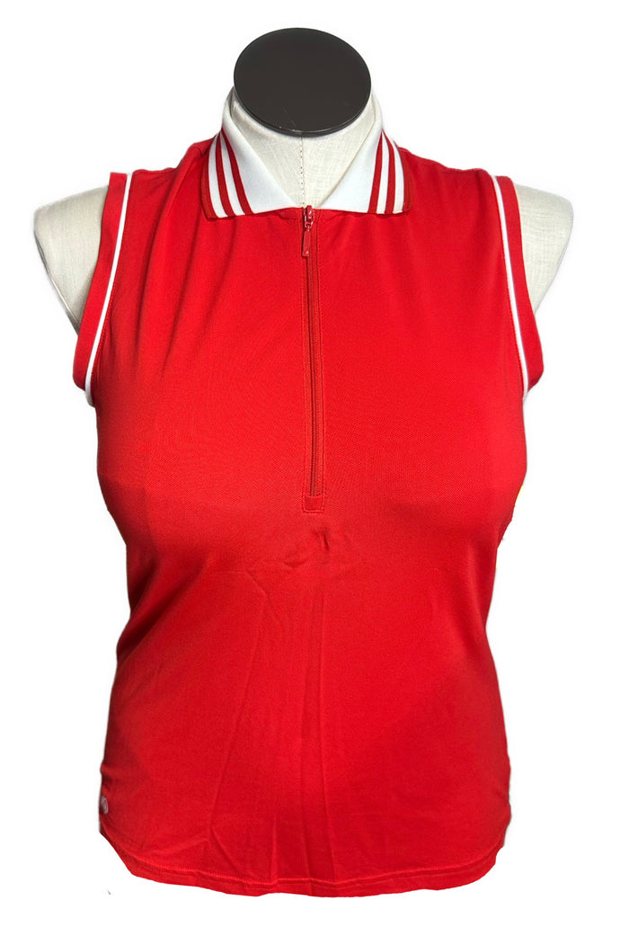 GGBlue luxe sport Red Sleevess Polo w/ White Collar Size M