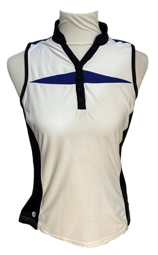 GGBlue luxe sport White, Royal & Black Sleeveless Size S