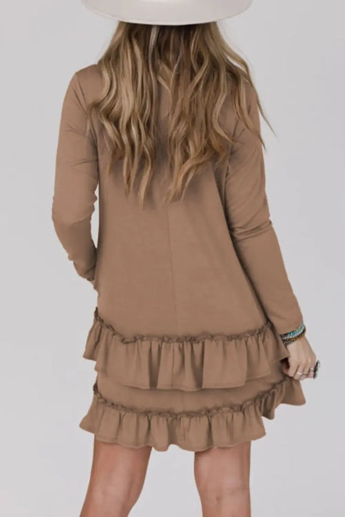 Shop Goat Scoop Neck Tiered Ruffled Hem Long Sleeve Mini Dress at eAura