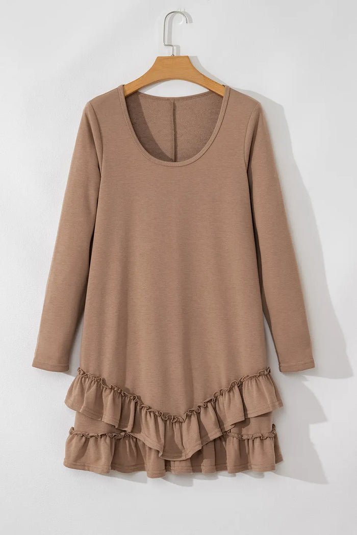 Shop Goat Scoop Neck Tiered Ruffled Hem Long Sleeve Mini Dress at eAura