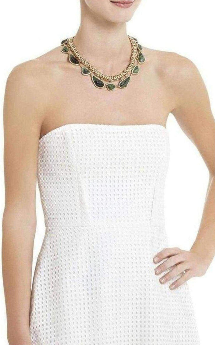 BCBGMAXAZRIA Gold Green Natural Stone Collar Necklace - Runway Catalog
