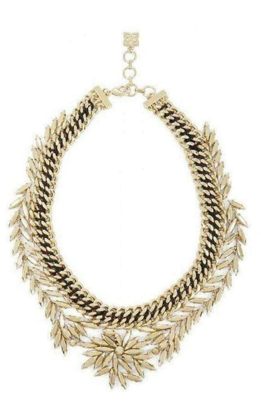 BCBGMAXAZRIA Gold Woven Leaf Necklace - Runway Catalog