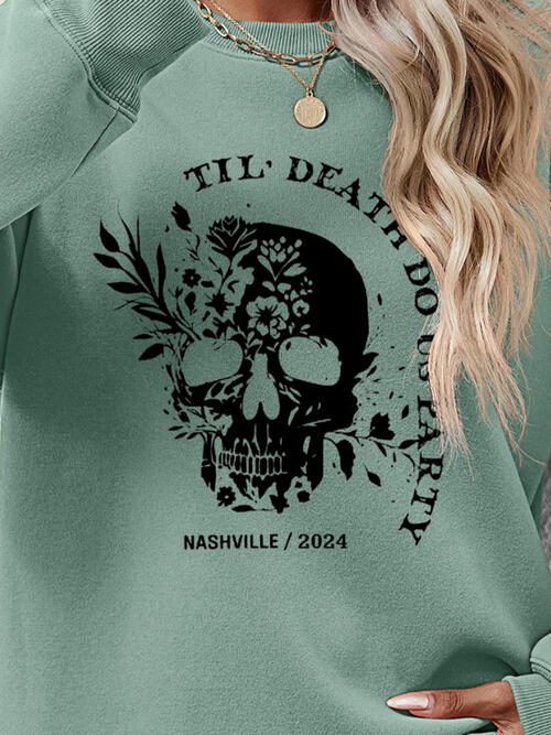 Graphic Round Neck Dropped Shoulder Sweatshirt - Madikfashions.com