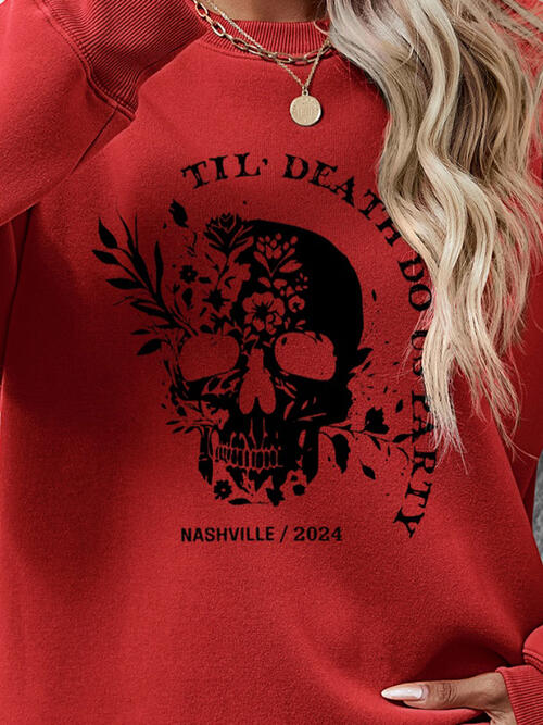 Graphic Round Neck Dropped Shoulder Sweatshirt - Madikfashions.com