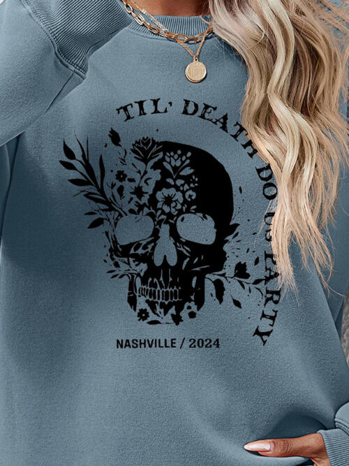 Graphic Round Neck Dropped Shoulder Sweatshirt - Madikfashions.com