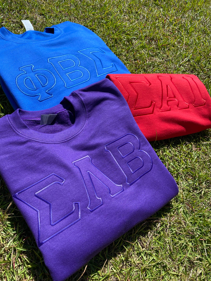Greek Tonal Satin Embroidered Sweatshirt