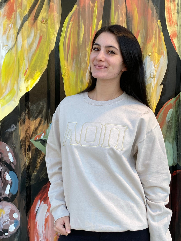 Greek Tonal Satin Embroidered Sweatshirt