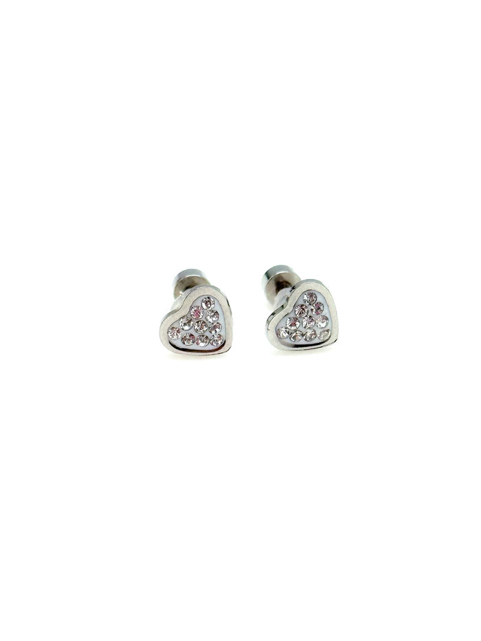 Sparkly silver heart earrings